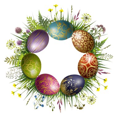 Renkli yumurta desenli Paskalya bayrağı..