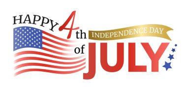 4 Temmuz tabelası kutlu olsun. Amerikan Bağımsızlık Günü 'nüz kutlu olsun. Amerikan bayrağı ve afişi..