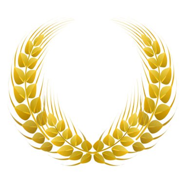 Wheat wreath design with space for text. Template, seal, logo, design element. Vector colorful illustration.
