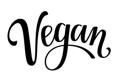Vegan black handwritten lettering. Label, tag orstamp. Vector illustration.