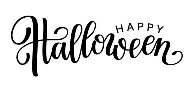 Happy Halloween black vector lettering. Elements for your design. Vector illustration.