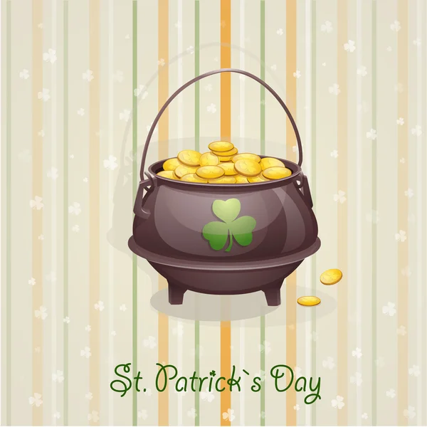 St. Patricks dag kaart aan de braadpan met de goud-eps10 — Stockvector