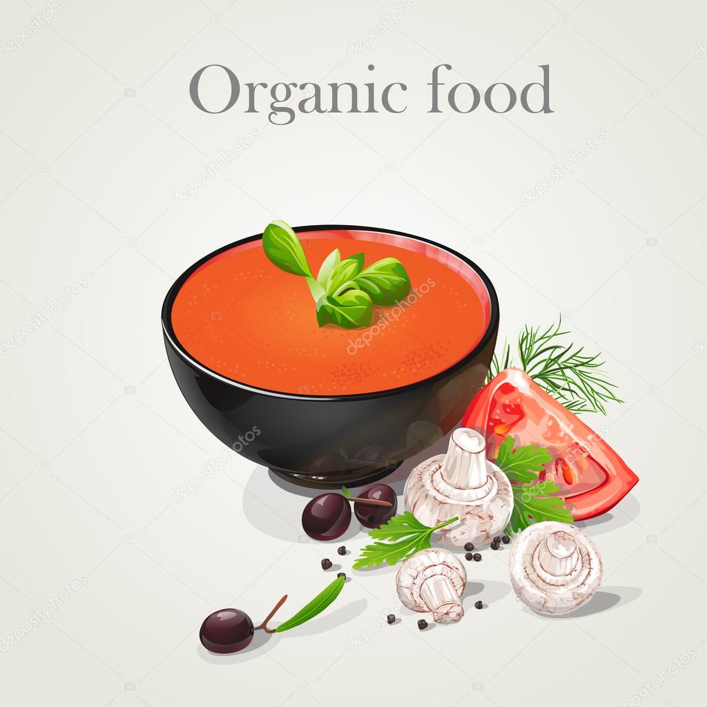 tomato soup with fresh vegetables-EPS10