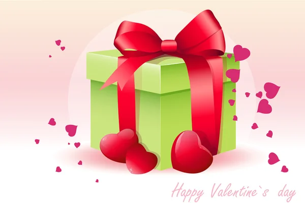 Card for Valentine's Day with green box-EPS10 — Stock Vector