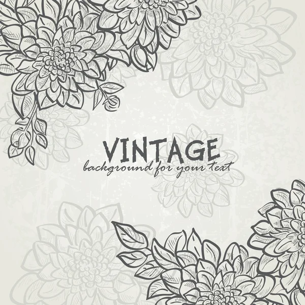 Vintage background with flowers dahlias for your text-EPS10 — Stock Vector