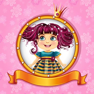 Küçük Prenses pembe saç-eps10 ile