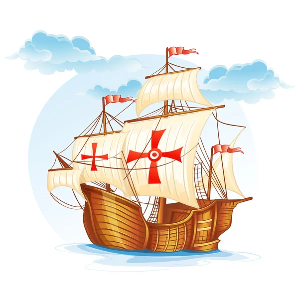 Sailing ship of Spain, XV century — Stock Vector
