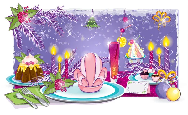 Table de fête pour le Nouvel An — Image vectorielle