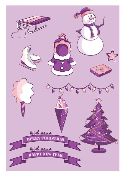 Nouvel An et articles de Noël — Image vectorielle