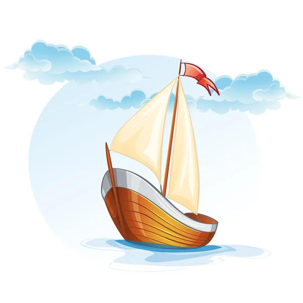 Wooden sailing boat. — Stock Vector