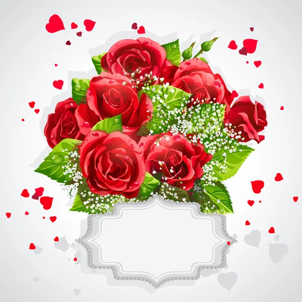 Alla hjärtans dag hjärtat av röda rosor — Stock vektor