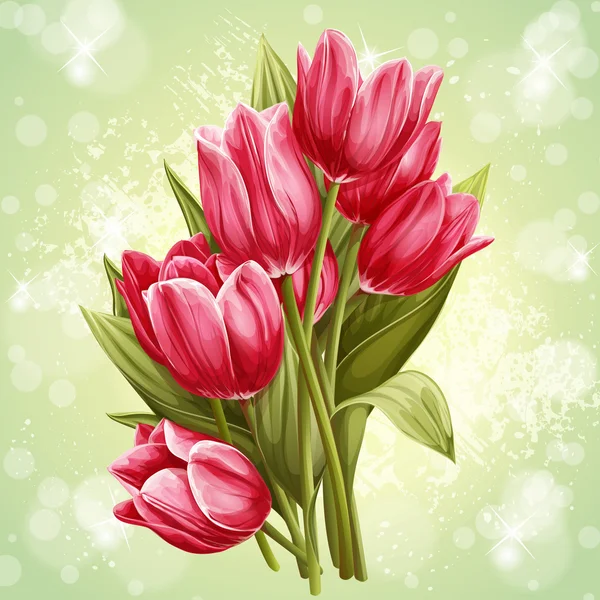 Virágai rózsaszín tulipánok — Stock Vector