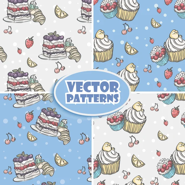Cupcakes and blackberry pie — Stock Vector