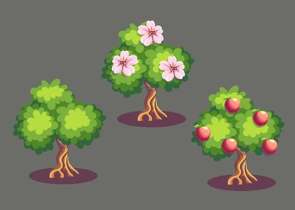 Vector Background Illustration Fruits Apple Growth Phases Ukrainian Village Print — ストックベクタ