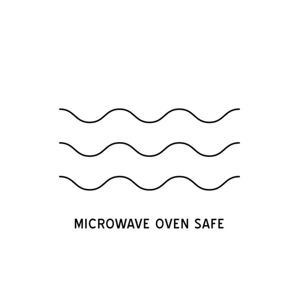 Microondas Horno Icono Contorno Seguro Vector Logo Línea Wave Cooking — Vector de stock