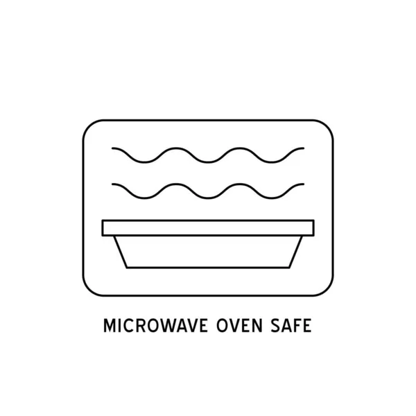 Microondas Horno Icono Contorno Seguro Vector Logo Línea Wave Cooking — Vector de stock