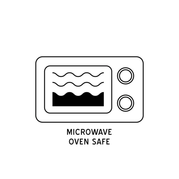 Microondas Horno Icono Contorno Seguro Vector Logo Línea Wave Cooking — Vector de stock