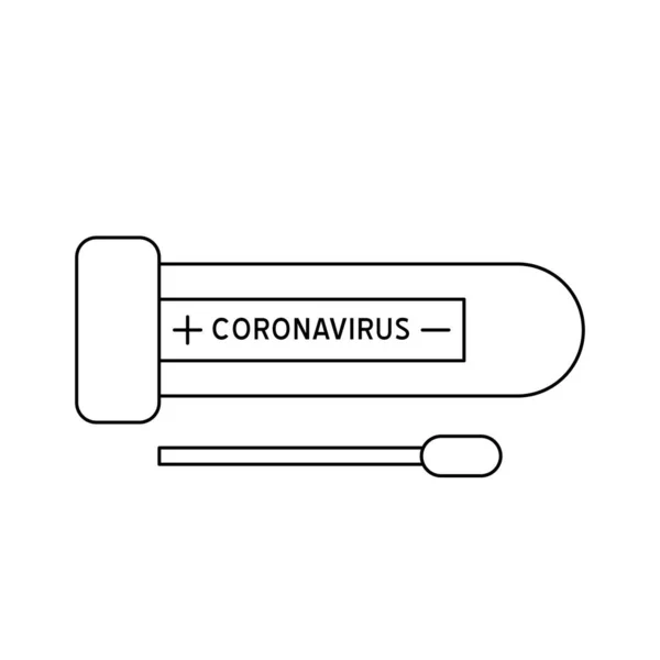 Covid Pcr Virus Test Vector Line Icon Logo Contorno Analisi — Vettoriale Stock