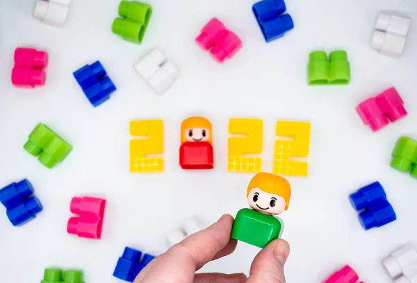 Coloridos Bloques Construcción Juguetes Figuras Plástico Niña 2022 Números Niño — Foto de Stock
