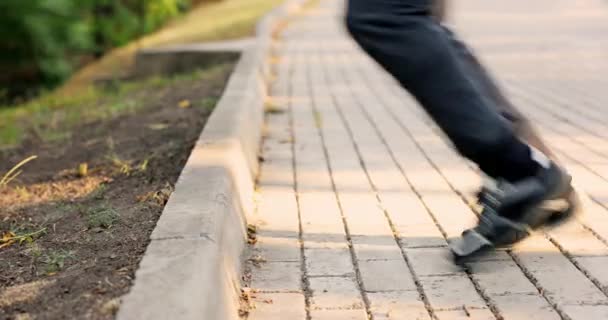 Active Athletic Men Doing Leg Warming Running Sunset High Quality — Stok Video