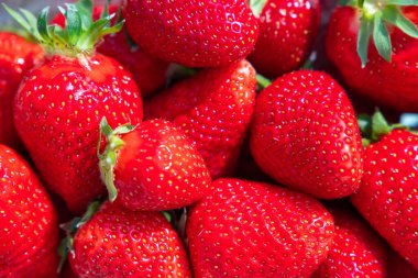 red strawberries close up background