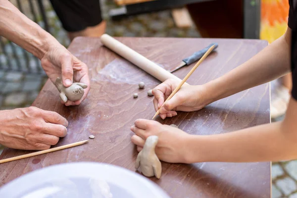 Hands Child Playing Clay — Zdjęcie stockowe