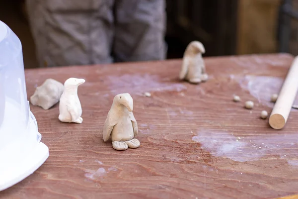 Figure Penguin Made Ceramic Clay — Zdjęcie stockowe