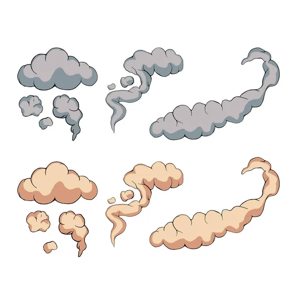 Clouds Smoke Cartoon Illustration Vector — Stock Vector