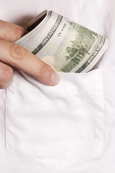 Fingers lay down dollars — Stock Photo, Image