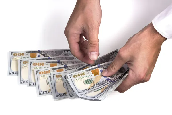 Man hands counting dollar — Stock Photo, Image