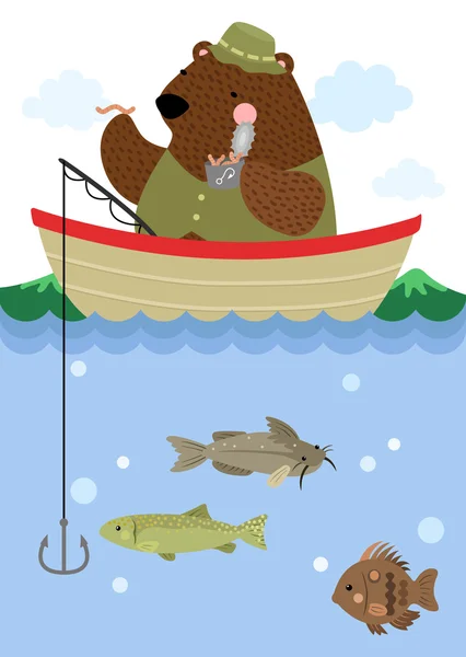 Orso da pesca — Vettoriale Stock