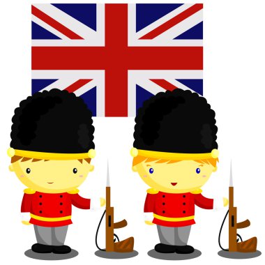 British Soldier and flag clipart