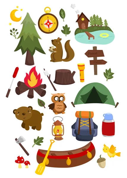 Camping vector instellen — Stockvector