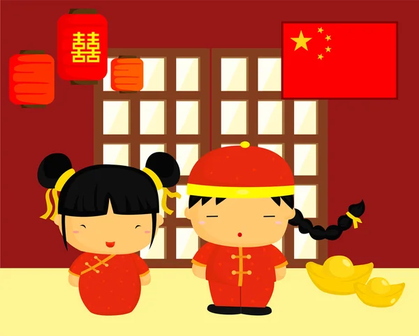 Chinese Culture and Flag — Stock Vector