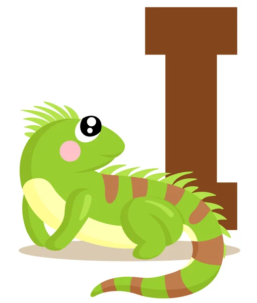 Alfabeto I Para Iguana — Vector de stock