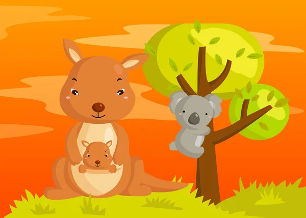 Canguro y Koala — Vector de stock