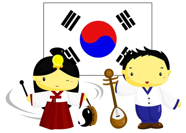 Cultura y Bandera de Corea — Vector de stock