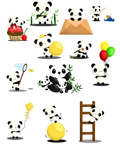 Set vettoriale panda — Vettoriale Stock
