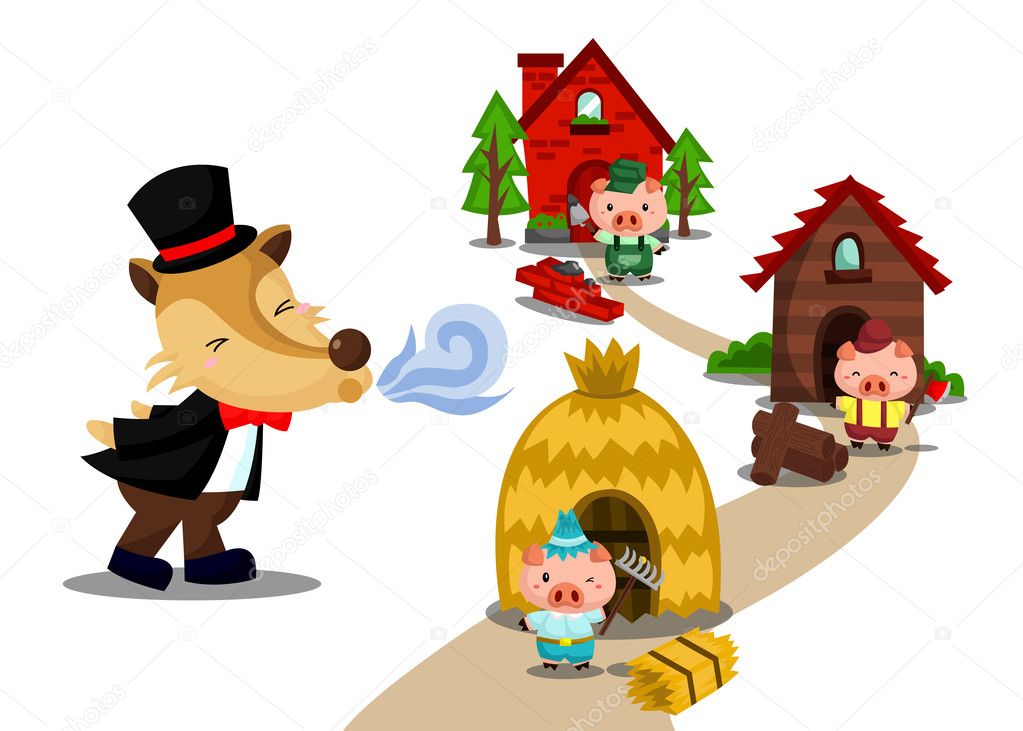 Three Little Pigs — Stock Vector