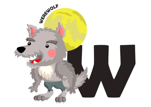 W for Werewolf — Stock Vector