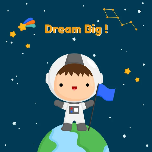 Şirin Basit Astronot Çocuk Kartı — Stok Vektör