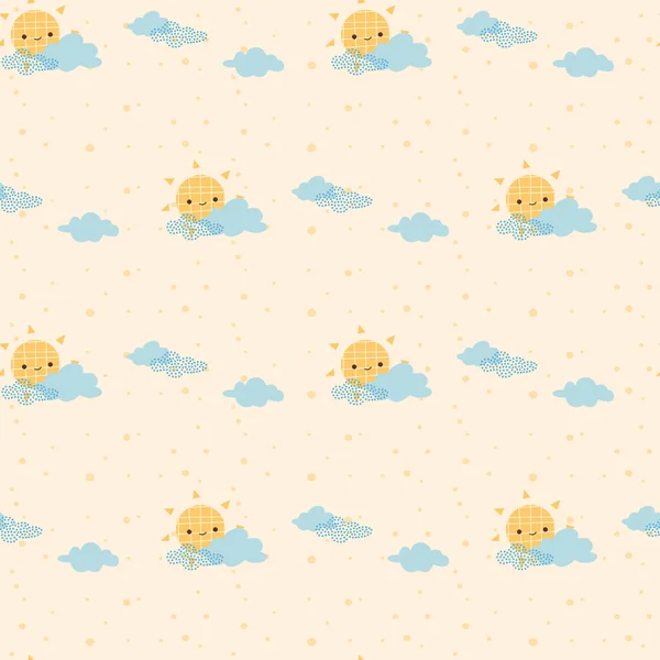 Seamless Pattern Sun Clouds — Archivo Imágenes Vectoriales