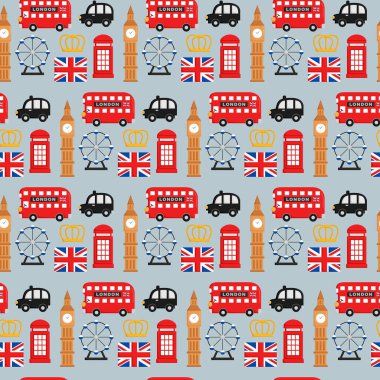 Londra temalı pürüzsüz bir desen vektörü