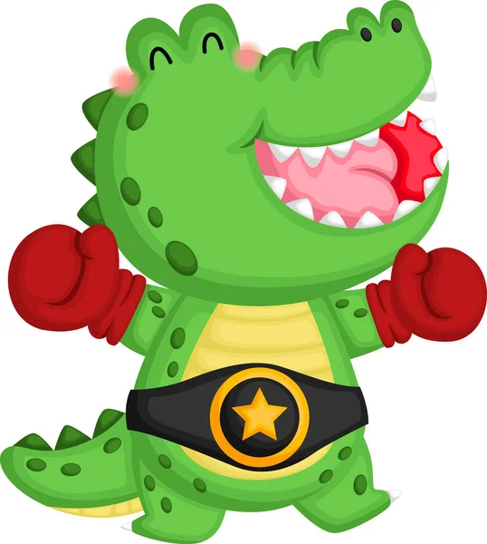 Vector Crocodile Boxing — ストックベクタ