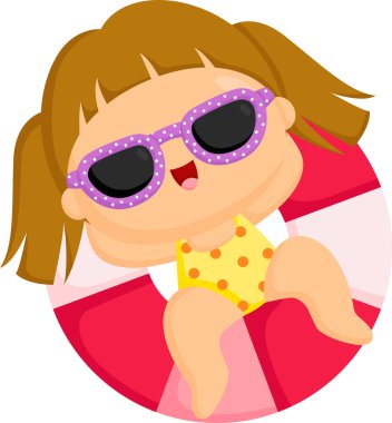 A vector of a cute girl in a swimming tube