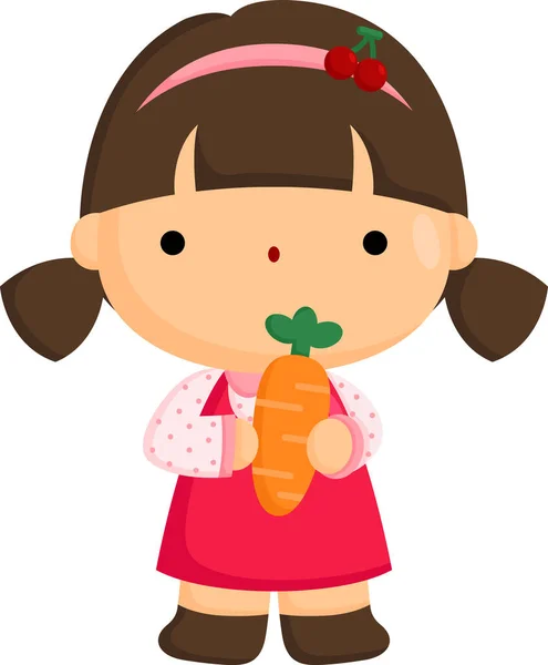 Vector Girl Holding Carrot — Stockvector