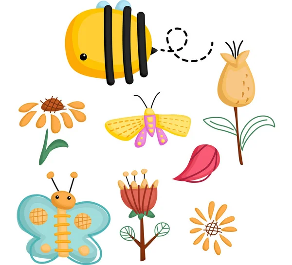 Vector Bee Butterfly — Stock Vector