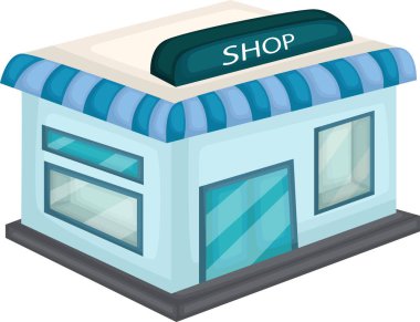 Dükkan işaretli bir binanın vektörü