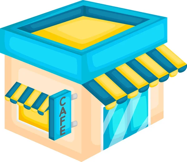 カフェの看板のある建物のベクトルです — ストックベクタ
