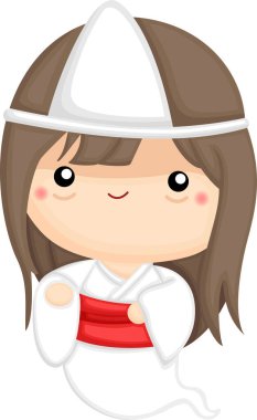 Şirin bir hayalet kızın vektörü.